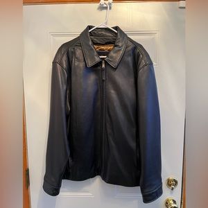 Marc New York Mens Black Zip out Insulated Bomber Leather Jacket LT